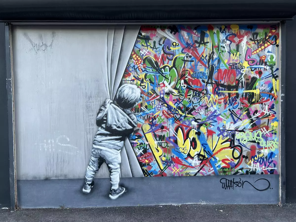 Behind the curtain, A mural by Martin Whatson at Wynwood Walls