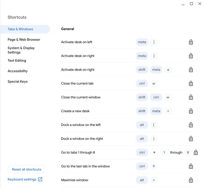 A preview of the shortcut editor A preview of the shortcut editor