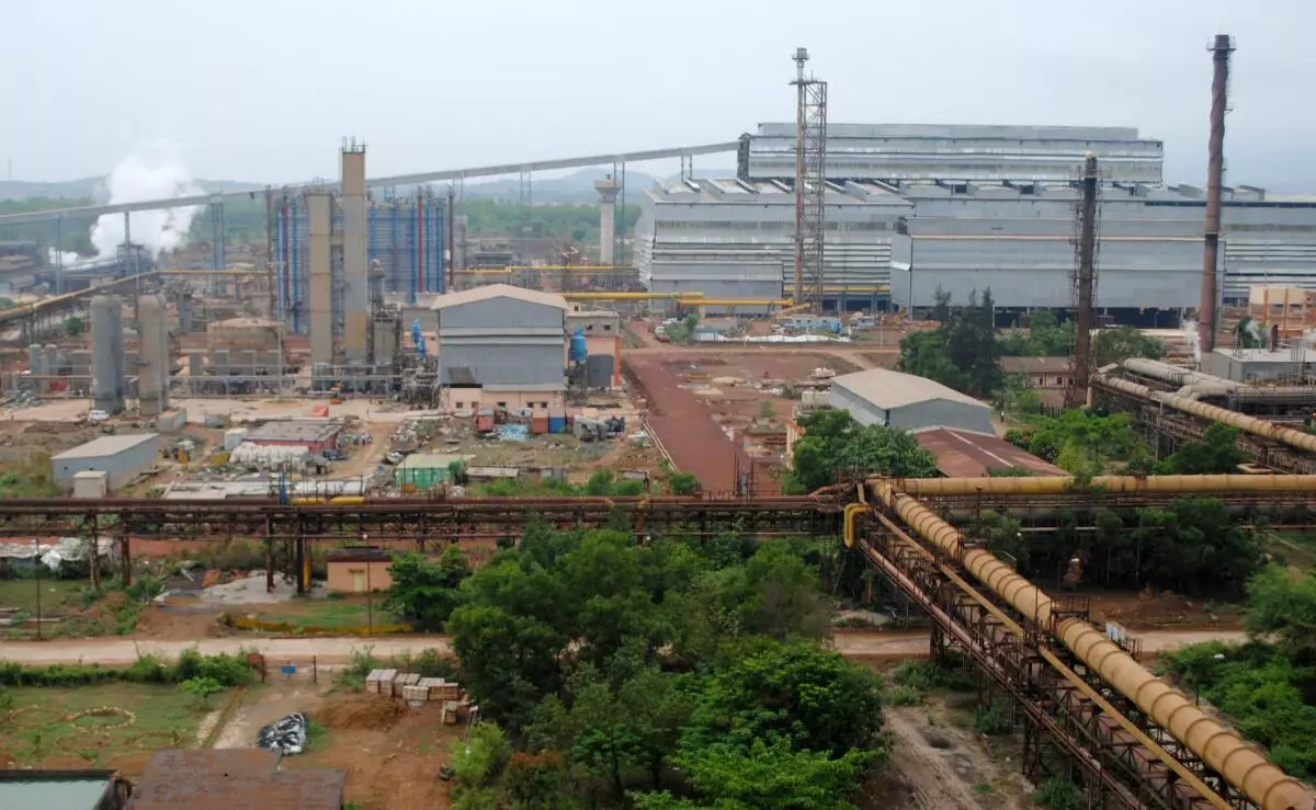 A view of the plant of Neelachal Ispat Nigam Ltd at Kalinga Nagar in Jajpur district of Odisha