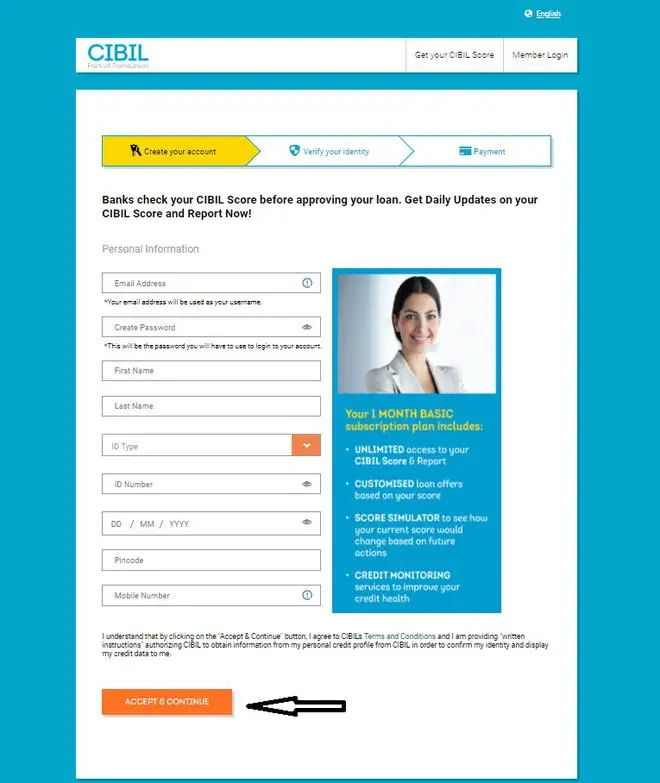 Create account on CIBIL website Create account on CIBIL website