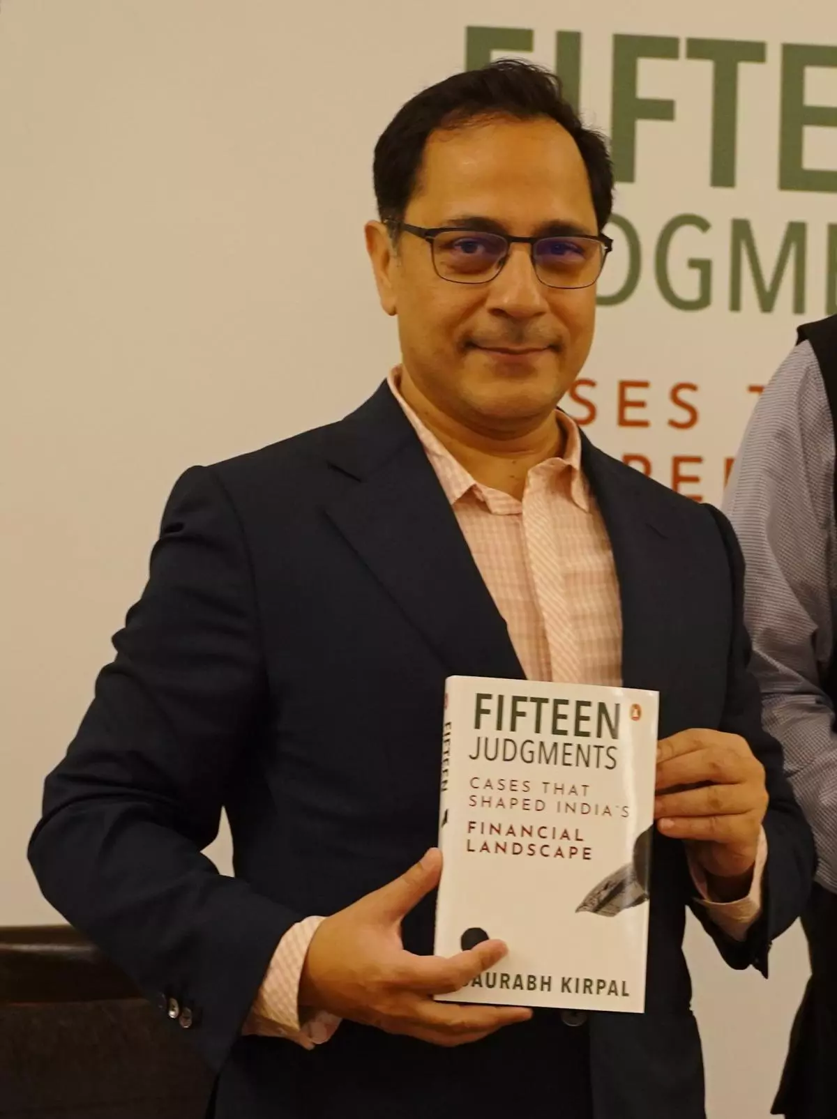Supreme Court lawyer Saurabh Kirpal with his book ‘Fifteen Judgments: Cases that Shaped India’s Financial Landscape’