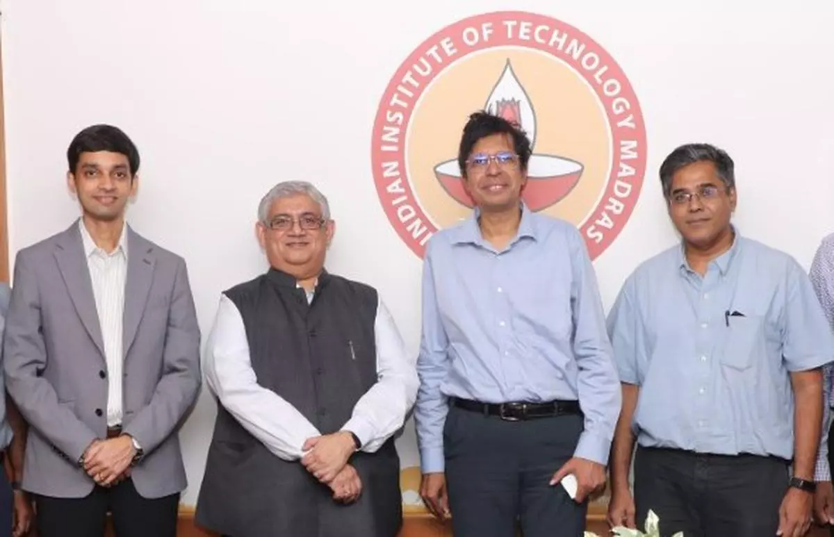 (l-r) Amith Singhee, Director, IBM Research India; Sandip Patel, Managing Director, IBM India South Asia; V. Kamakoti, Director, IIT Madras and Anil Prabhakar, Department of Electrical Engineering, IIT Madras