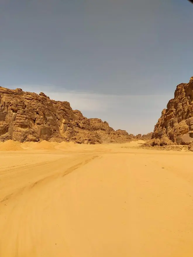 Sandstone rocks and beige sands--typical AlUla landscape Sandstone rocks and beige sands--typical AlUla landscape
