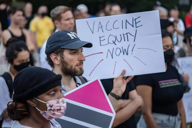 People protest during a rally calling for more government action to combat the spread of monkeypox at Foley Square on July 21, 2022 in New York City (AFP) People protest during a rally calling for more government action to combat the spread of monkeypox at Foley Square on July 21, 2022 in New York City (AFP)