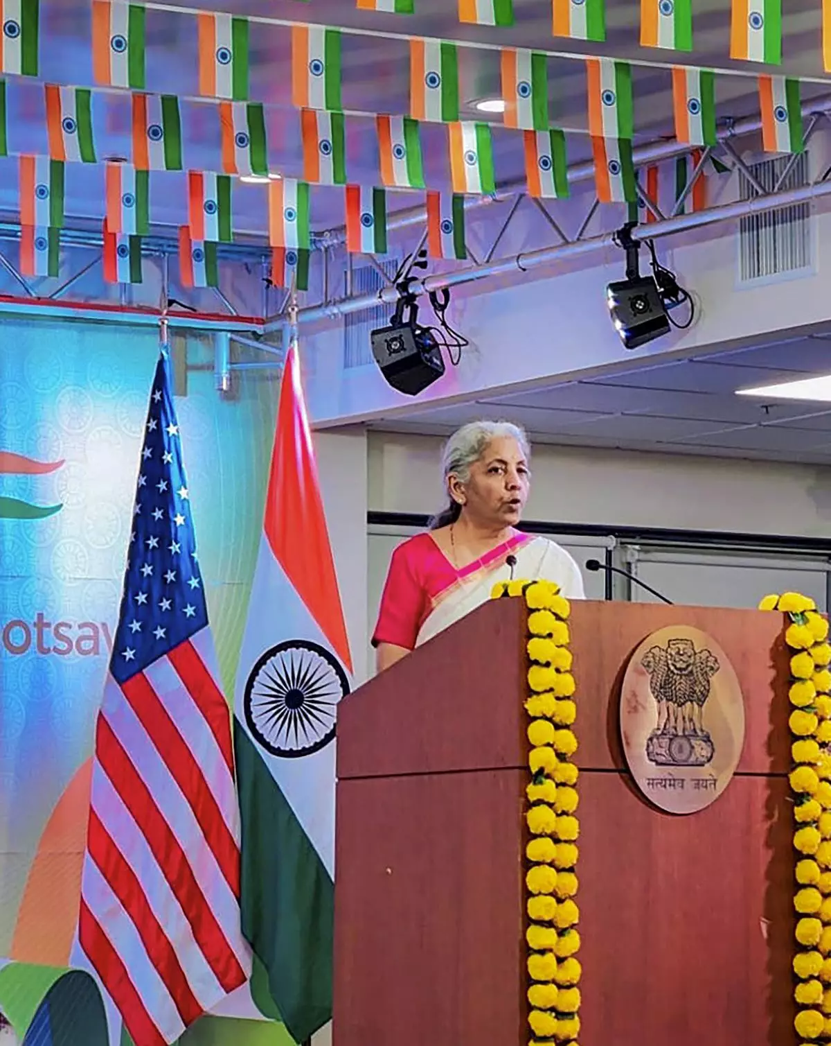 San Francisco: Union Finance Minister Nirmala Sitharaman interacts with Indian community in Silicon Valley, San Francisco Bay Area, US. (PTI Photo)