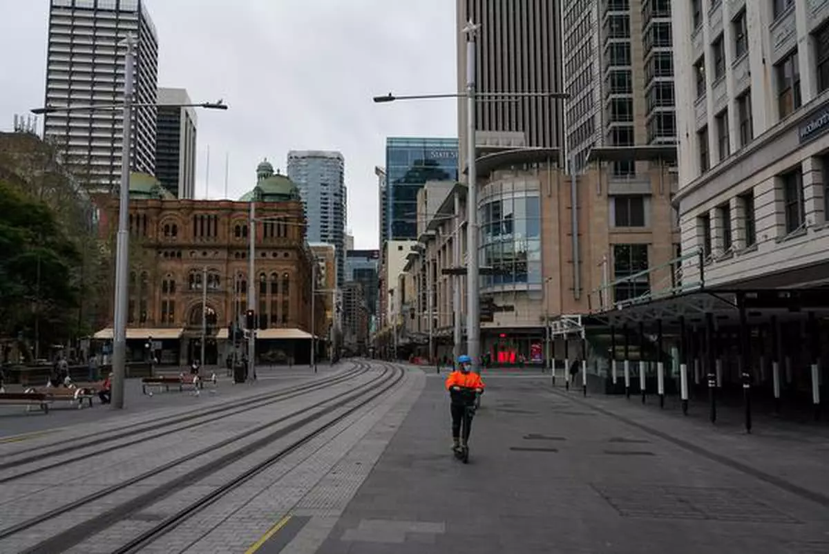 A quiet city centre during lockdown in Sydney