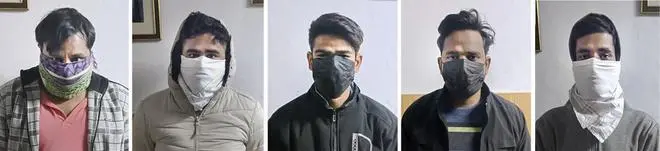 Combo picture shows five accused arrested by Delhi Police in a case related to the death of a woman, who was reportedly hit by a car and dragged for a few kilometers on Sunday, in the Sultanpuri area of Delhi, Monday, January 2, 2023. (PTI Photo) Combo picture shows five accused arrested by Delhi Police in a case related to the death of a woman, who was reportedly hit by a car and dragged for a few kilometers on Sunday, in the Sultanpuri area of Delhi, Monday, January 2, 2023. (PTI Photo)