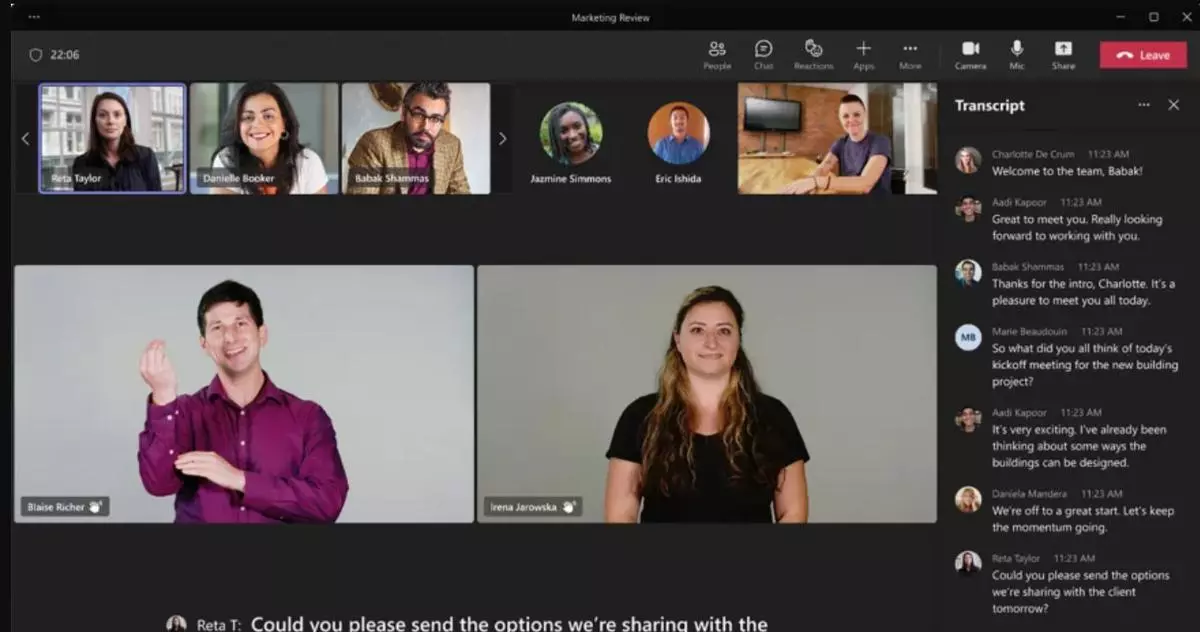 Microsoft Teams bring sign language view