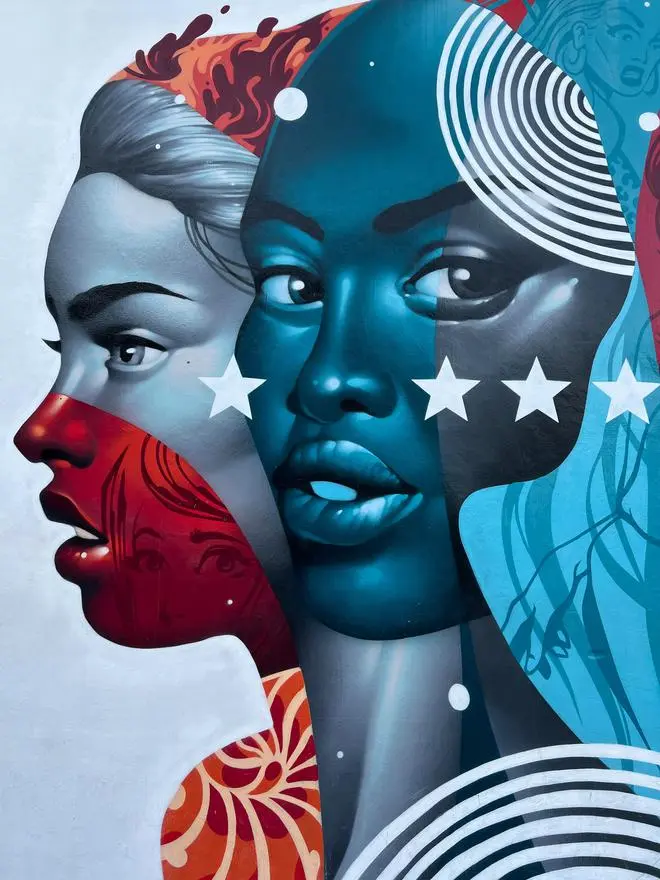 A section of a mural at Wywood Walls - American Power by Tristan Eaton A section of a mural at Wywood Walls - American Power by Tristan Eaton