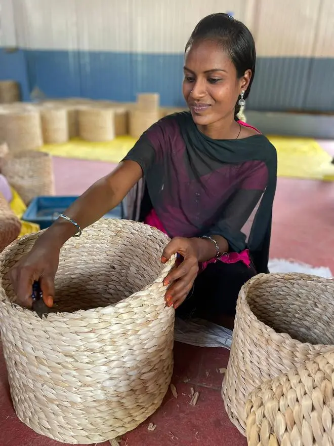 Ganga, 24, an SHG member of the banana fibre handicrafts unit, Padavedu Ganga, 24, an SHG member of the banana fibre handicrafts unit, Padavedu